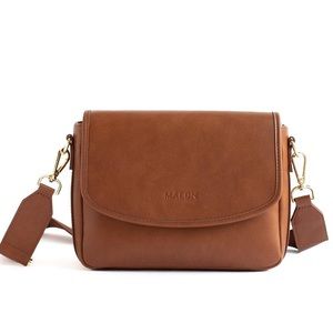 Maedn Leather Everyday Crossbody Bag Purse - Gorgeous Discontinued Saddle Color